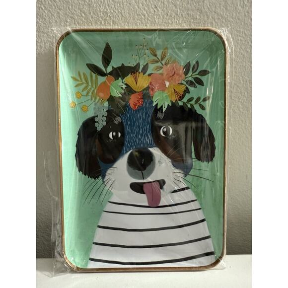 Studio Oh! Fancy Flower Dog Metal Tray - Picture 1 of 3